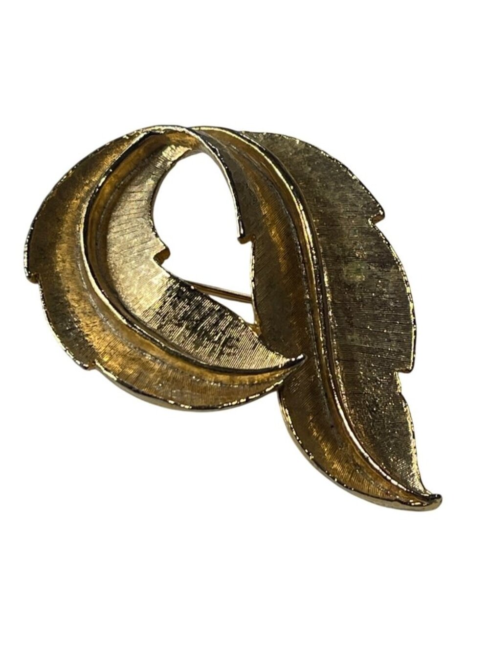 Gerrys Gold Tone Leaf Brooch Pin Costume Jewelry Vintage 70s MCM Grannycore